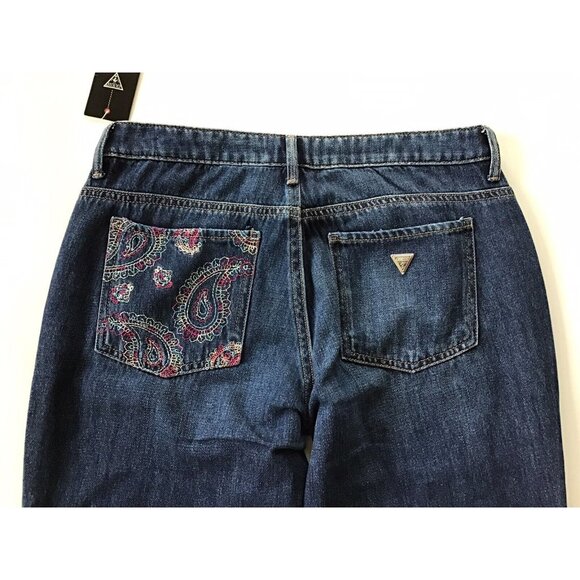 Guess Women’s Psychedelic Tom Boy Jeans Relaxed Fit Embroidering Paisley Size 29 - Picture 9 of 12